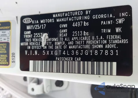 2018 Kia Optima Lx z USA, uszkodzony, nr VIN 5XXGT4L36JG187831